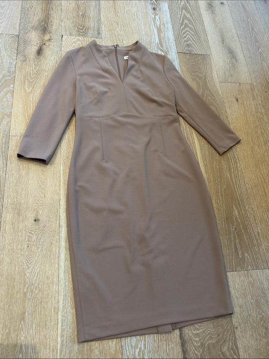 Calvin Klein Dresses & Skirts - Calvin Klein Tan Sheath Dress Three Quarter Sleeve Size 8